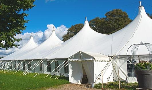 high-quality portable toilets stationed at a wedding, meeting the needs of guests throughout the outdoor reception in Willowick